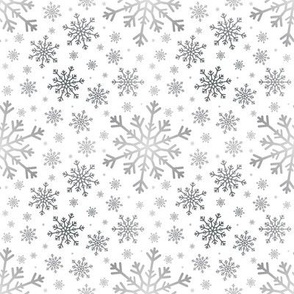 Pretty Winter Silver Gray Snowflake Pattern White Background