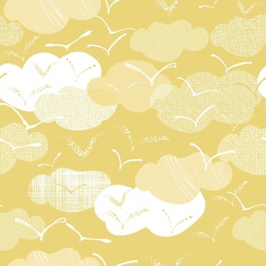 coastal birds mustard yellow - 24 large scale