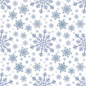Pretty Winter Indigo Snowflake Pattern White Background