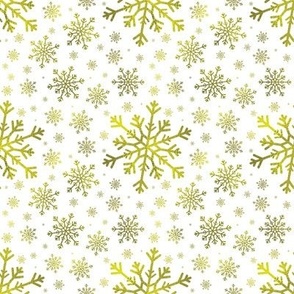 Pretty Winter Yellow Gold Snowflake Pattern White Background