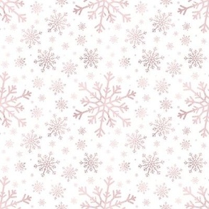 Pretty Winter Pink Snowflake Pattern White Background
