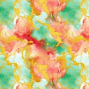 MARBLED ALCOHOL INK MIX MELT AQUA GREEN CORAL GOLD FLWRHT