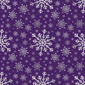 Pretty Winter Silver Gray Snowflake Pattern Purple Background