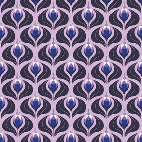 (M) 70s retro floral purple 