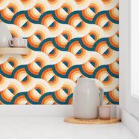 Normal scale // Here comes the sun // blue lagoon and orange gradient 70s inspirational groovy geometric suns