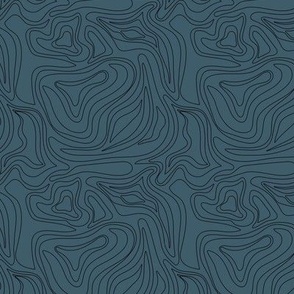 Minimalist mountains - landscape nature altitude map for hiking adventures mountain heights abstract strokes and swirls black on moody blue  SMALL