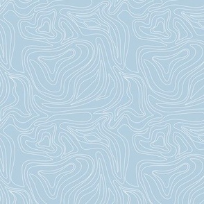 Minimalist mountains - landscape nature altitude map for hiking adventures mountain heights abstract strokes and swirls white on baby blue SMALL