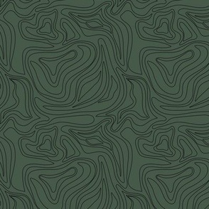 Minimalist mountains - landscape nature altitude map for hiking adventures mountain heights abstract strokes and swirls black on pine green cameo SMALL