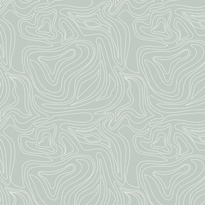 Minimalist mountains - landscape nature altitude map for hiking adventures mountain heights abstract strokes and swirls white on sage green mist SMALL