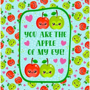 14x18 Panel for DIY Garden Flag Kitchen Towel or Wall Hanging You Are the Apple of My Eye Kawaii Fruit Faces