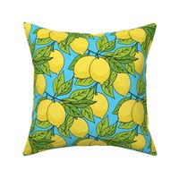 Large Lemon Pattern on Blue