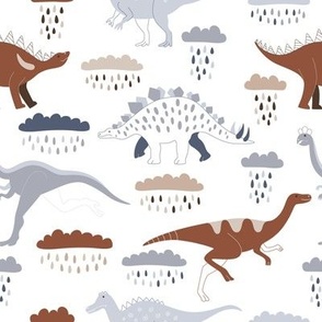 Dinosaurs under the rain
