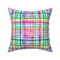 Cheerful checks gingham Geometric Multicolor Rainbow Watercolor Small