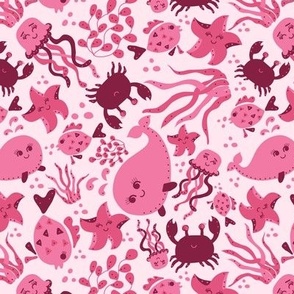 Pink Ocean Animals - Large Scale