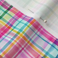 Cheerful checks gingham Geometric Multicolor Rainbow Watercolor Micro