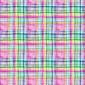 Cheerful checks gingham Geometric Multicolor Rainbow Watercolor Micro