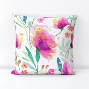 Poppy Poppies Poppy Meadow watercolor floral Pink Jumbo Large