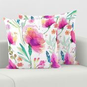 Poppy Poppies Poppy Meadow watercolor floral Pink Jumbo Large