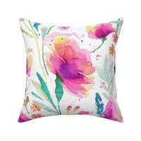 Poppy Poppies Poppy Meadow watercolor floral Pink Jumbo Large
