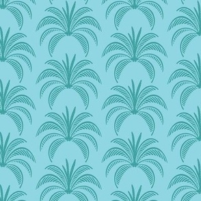 Medium - Turquoise and Aqua Palm leaves texture pattern 