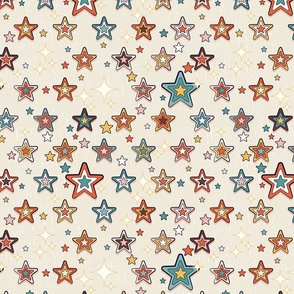 Regimented Retro Stars - Cream - l