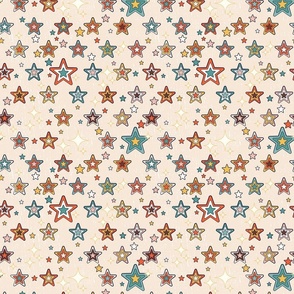 Regimented Retro Stars - Cream - s