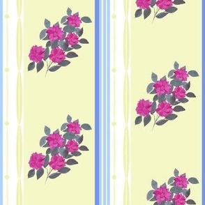 FG71101  Wallquest FG71101 Flora Floral Stripe Wallpaper in Blue   GoingDecor