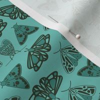 Small - Vintage Turquoise Blue moth butterflies pattern