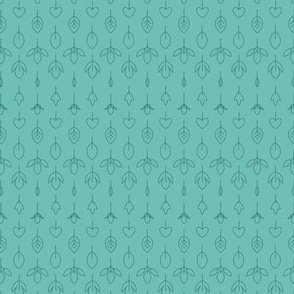 Small - Minimal Turquoise Blue leaves pattern