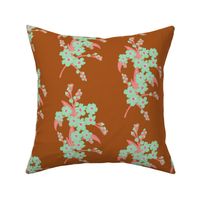 Retro Forget-me-not Flower on Squirrel Brown | Medium Scale