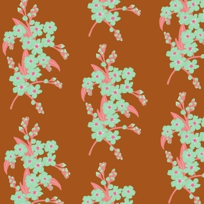 Retro Forget-me-not Flower on Squirrel Brown | Large Scale