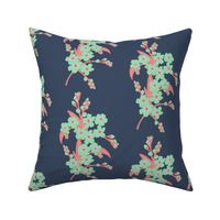 Retro Forget-me-not Flower on Oxford Blue | Medium Scale