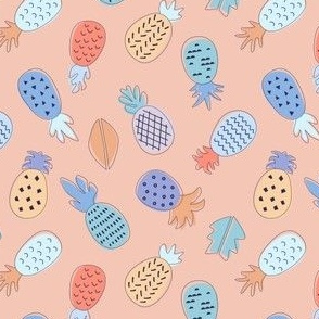 Pineapple doodles on salmon background