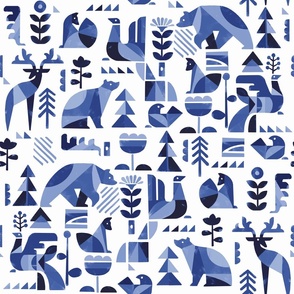 Woodland // blue geometric kids nursery wallpaper