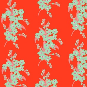 Retro Forget-me-not Flower on Red | Large Scale