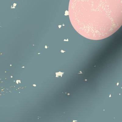 universe, stars and planets (teal and pink)