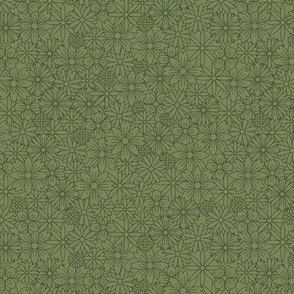 Small - Green hippy geometric floral pattern