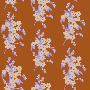 Purple and Cream Forget-me-not Flower on Squirrel Brown | Medium Scale