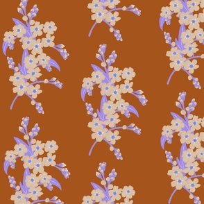 Purple and Cream Forget-me-not Flower on Squirrel Brown | Large Scale