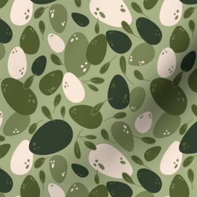 Small - Dinosaur eggs and Green leaves pattern