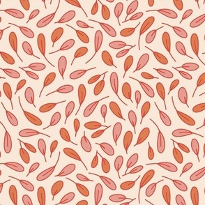 Small - Botanical Leaves in apricot-pink repeat pattern