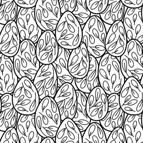 Small - Botanical eggs pattern in Black and white