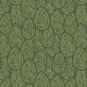 Small -  Botanical eggs pattern in Dark Green and Olive Green