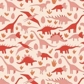 Small - Pink dinosaur kids pattern