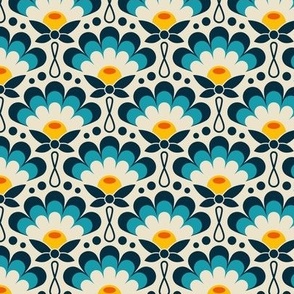 1025 - retro flowers, blue