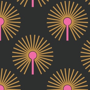 Abstract Dandelion | Jumbo Hot Pink, Black, + Ochre