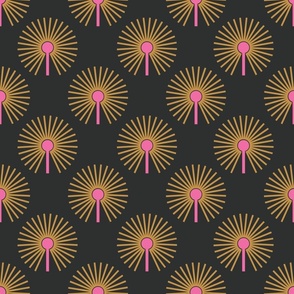 Abstract Dandelion | Lg Hot Pink, Black, + Ochre