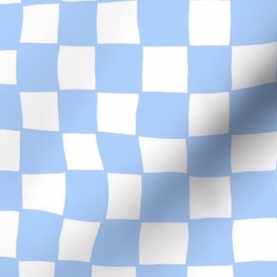 Hand Drawn Checkerboard Pattern (sky blue/white)