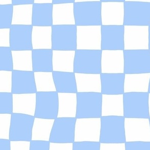 Hand Drawn Checkerboard Pattern (sky blue/white)