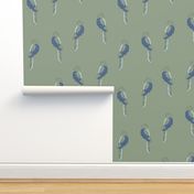 Tropical Birds in Sage and Green